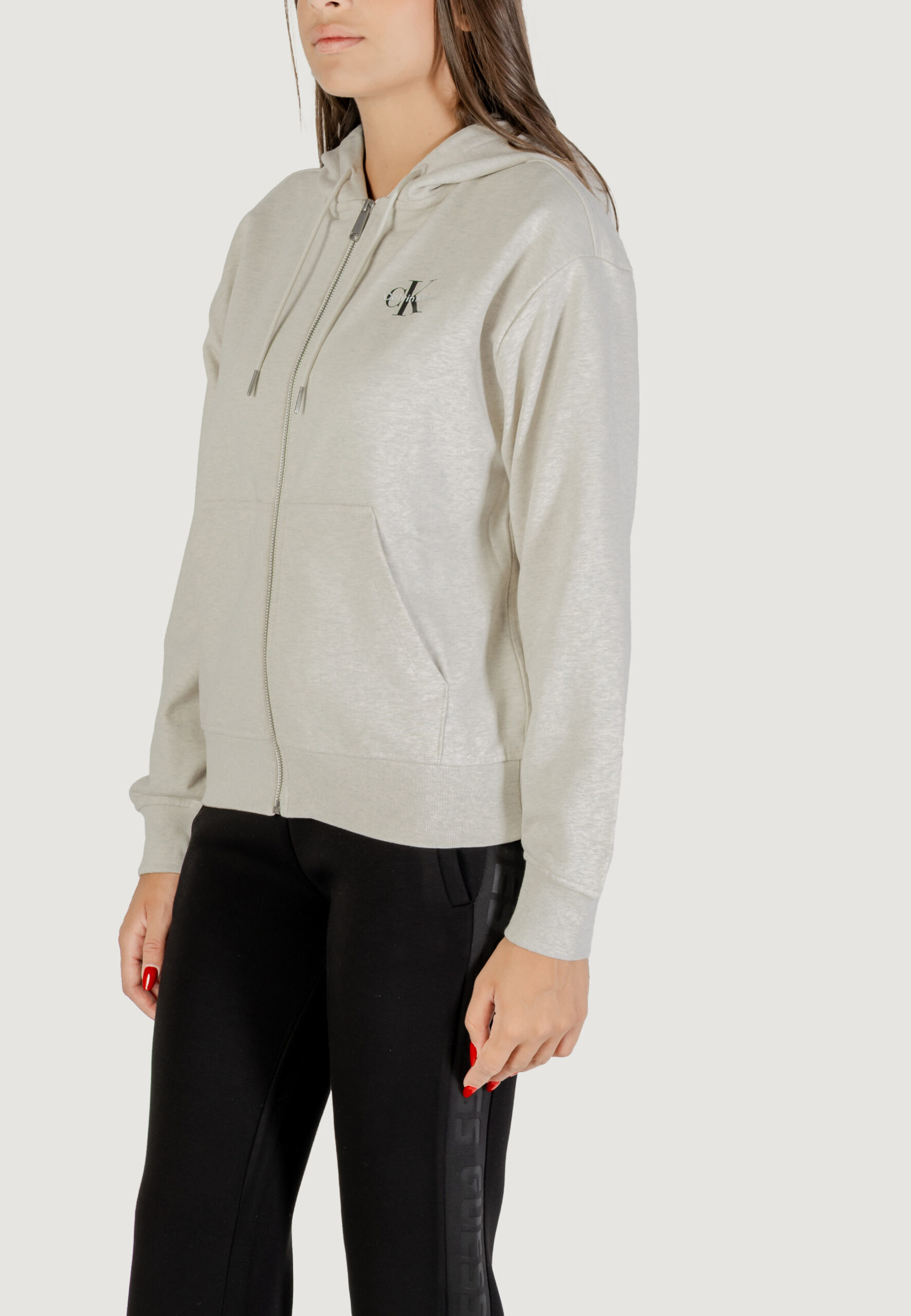 Felpa con cappuccio Calvin Klein Jeans monologo french terr Grigio Chiaro - Foto 2