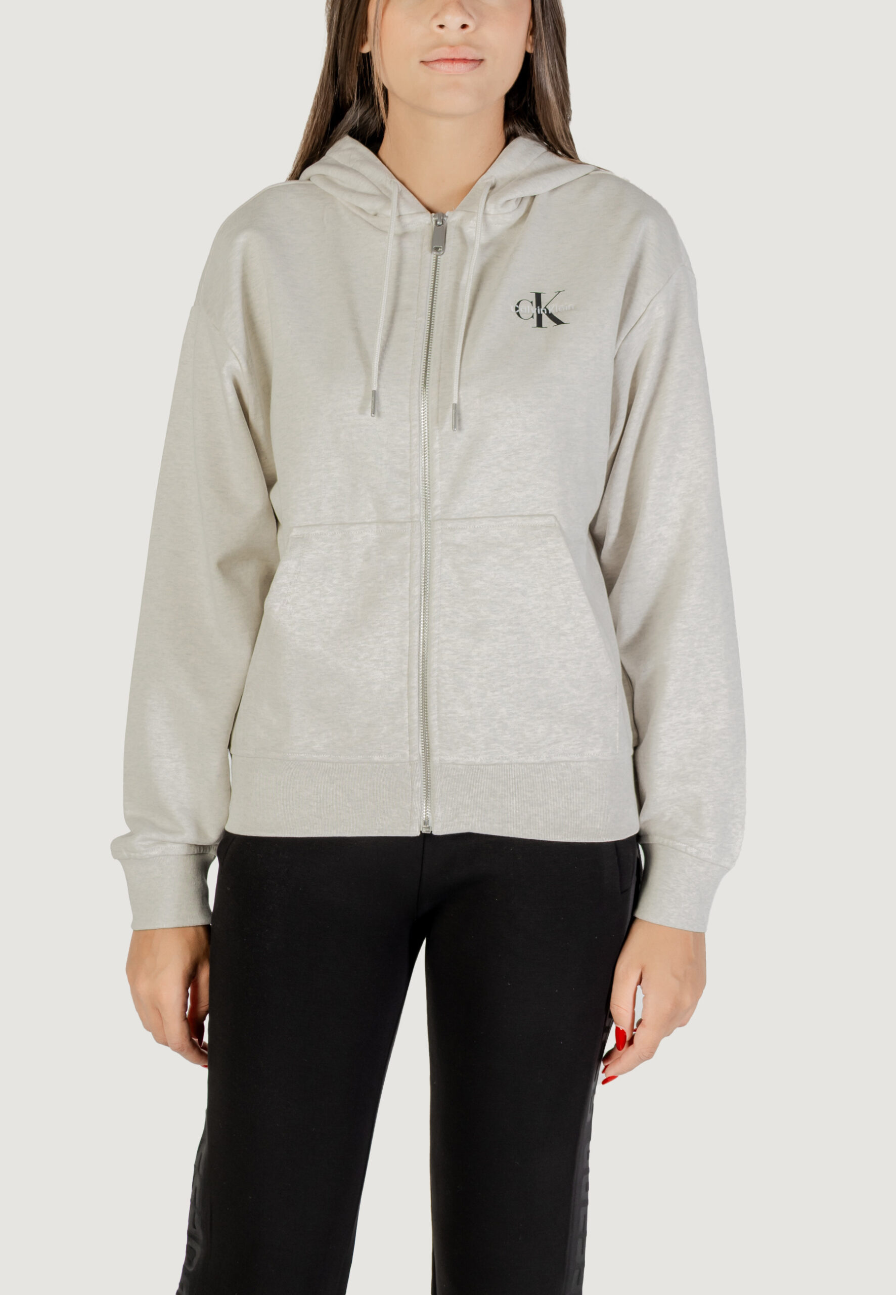 Felpa con cappuccio Calvin Klein Jeans monologo french terr Grigio Chiaro - Foto 5