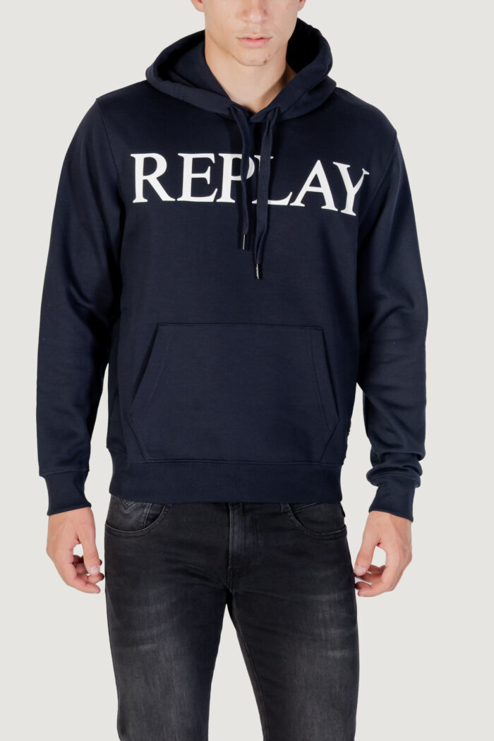 Felpa con cappuccio Replay Blue scuro