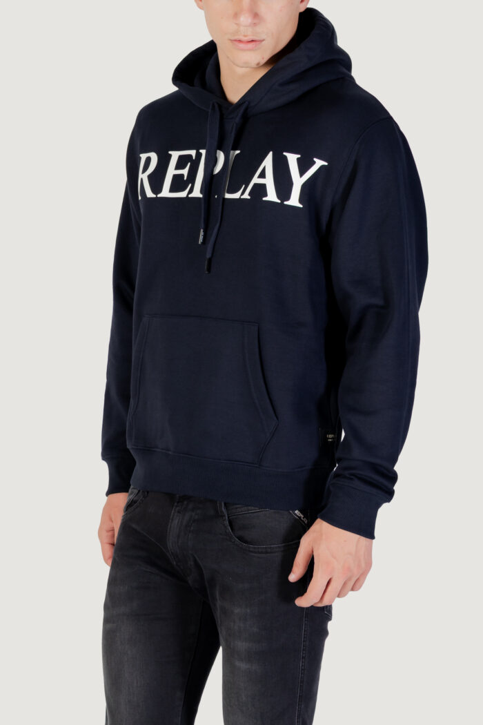 Felpa con cappuccio Replay Blue scuro
