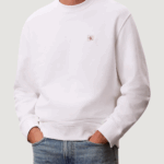 Felpa senza cappuccio Calvin Klein Jeans ls eu badge 350terry Bianco - Foto 1