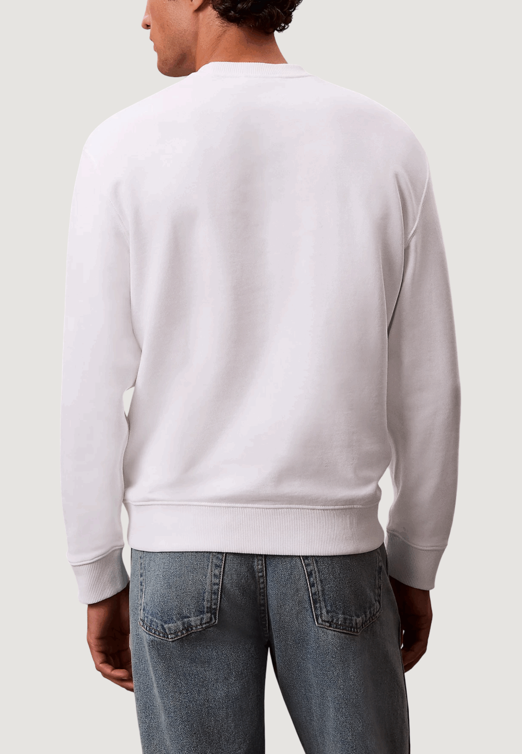 Felpa senza cappuccio Calvin Klein Jeans ls eu badge 350terry Bianco - Foto 2