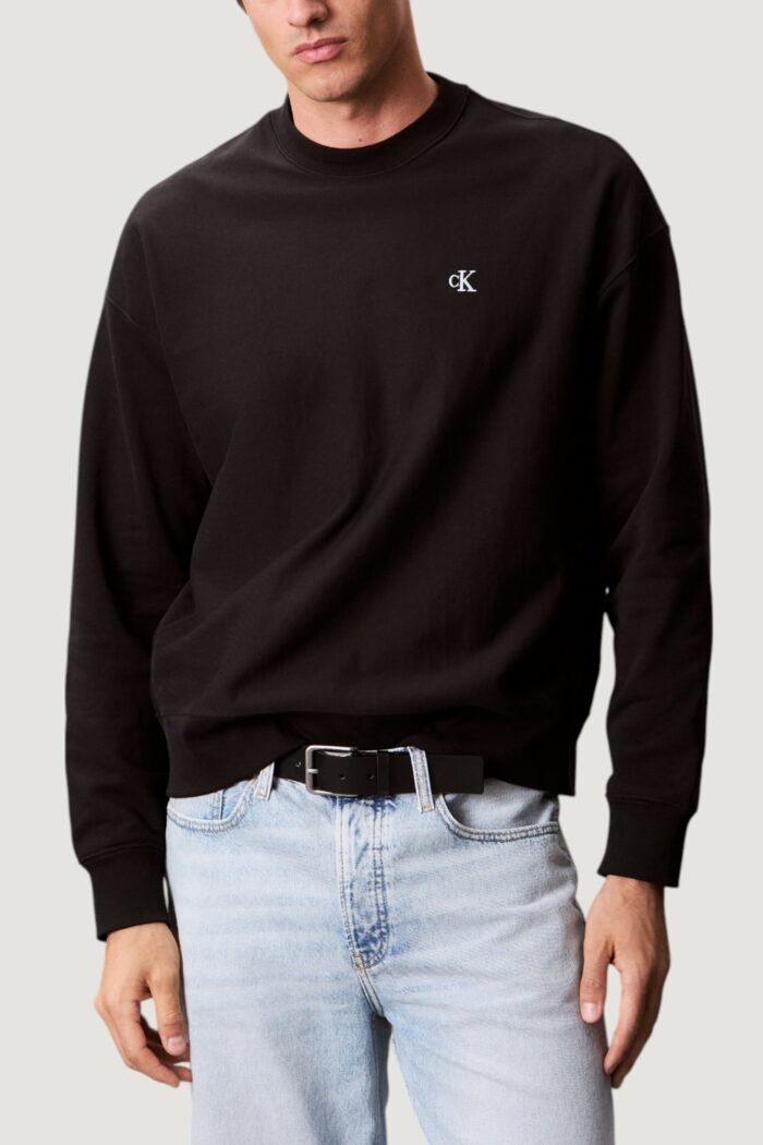 Felpa senza cappuccio Calvin Klein Jeans premium terry monogr Nero