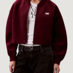 Giacchetto Calvin Klein Jeans a- oversized scuba z Bordeaux - Foto 1