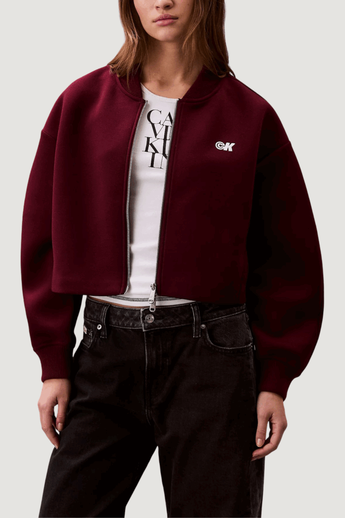 Giacchetto Calvin Klein Jeans a- oversized scuba z Bordeaux