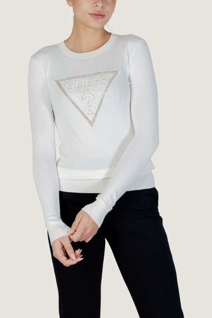 Maglia Guess ls cn sasha triangle logo swtr Panna