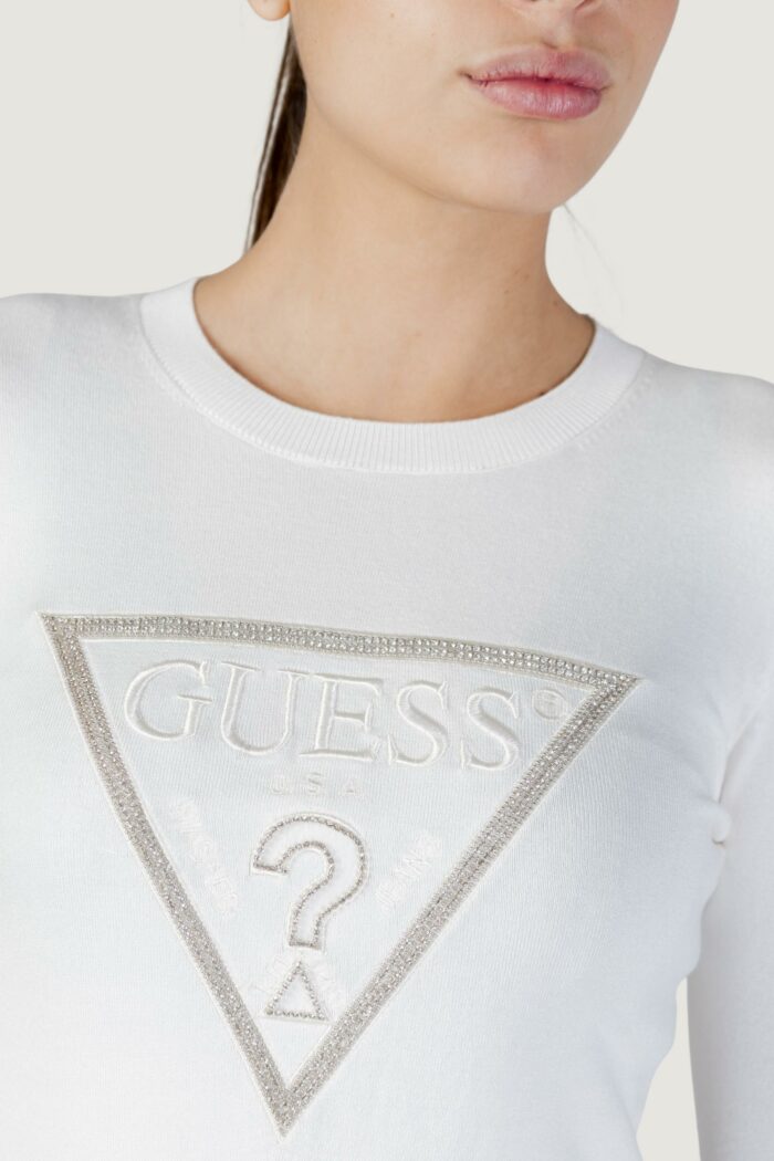 Maglia Guess ls cn sasha triangle logo swtr Panna