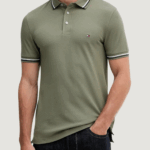 Polo manica corta Tommy Hilfiger tipped slim fit seas Verde - Foto 1
