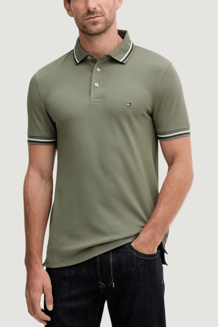 Polo manica corta Tommy Hilfiger tipped slim fit seas Verde