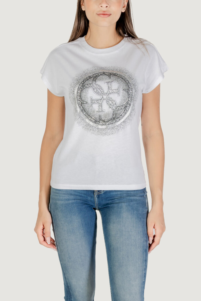 T-shirt Guess cn ss 4g shaded hotfix Bianco