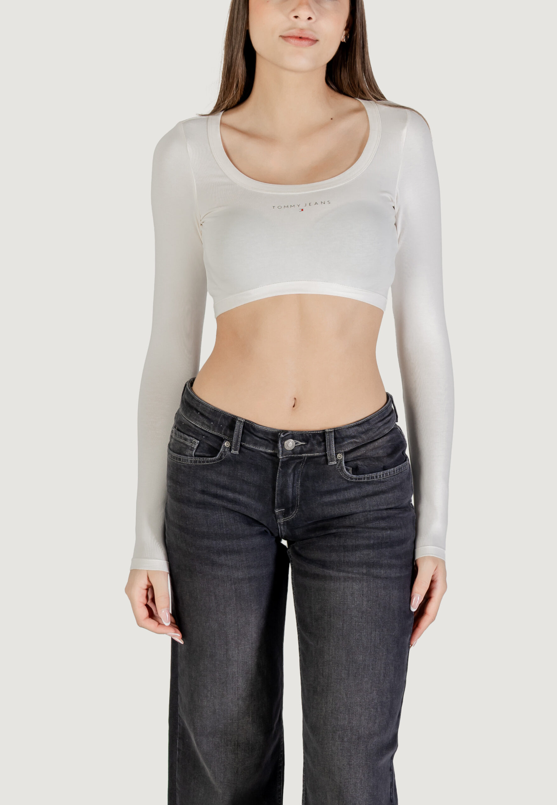 T-shirt Tommy Hilfiger Jeans tjw slim sp crp line Bianco - Foto 3