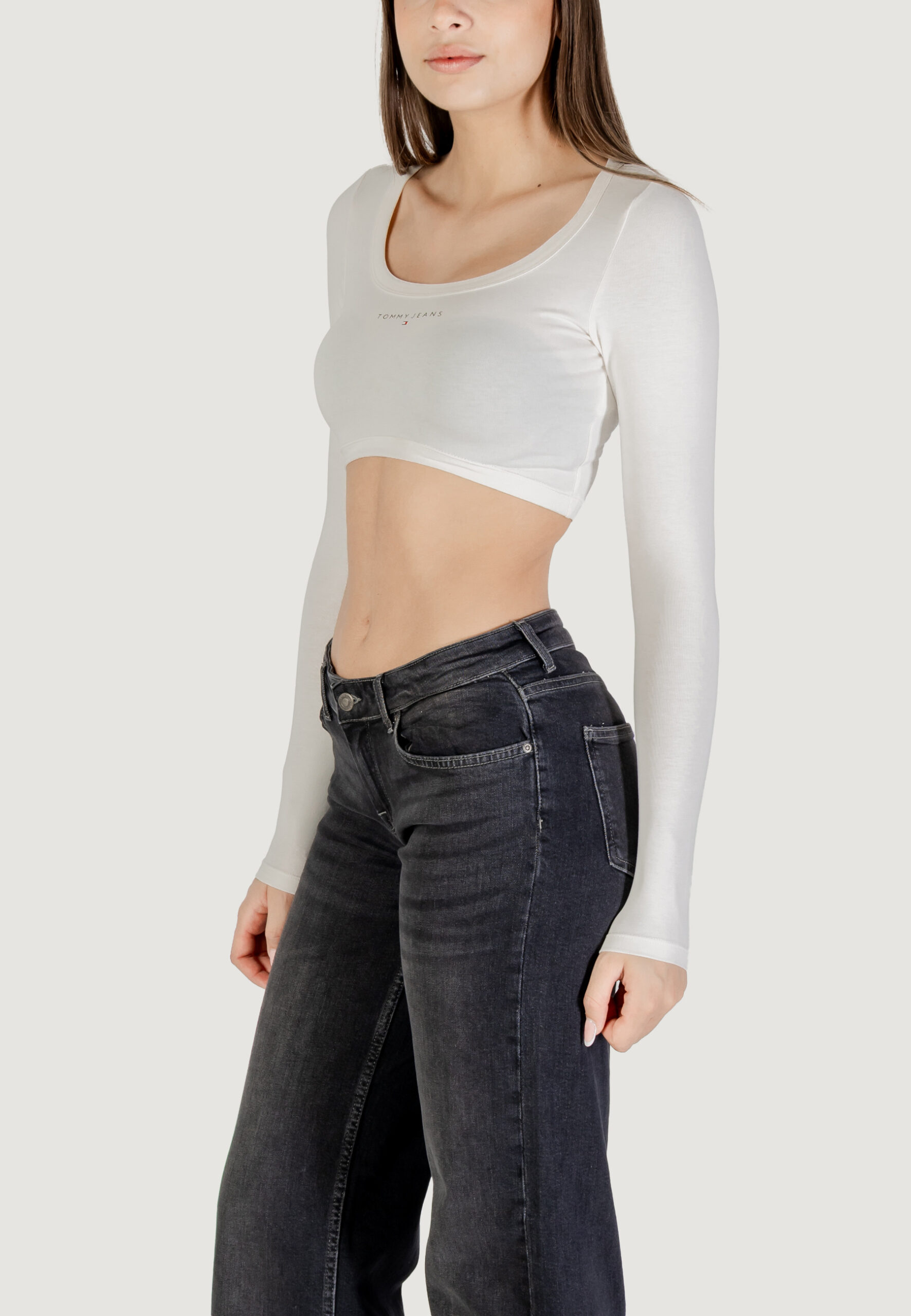 T-shirt Tommy Hilfiger Jeans tjw slim sp crp line Bianco - Foto 4