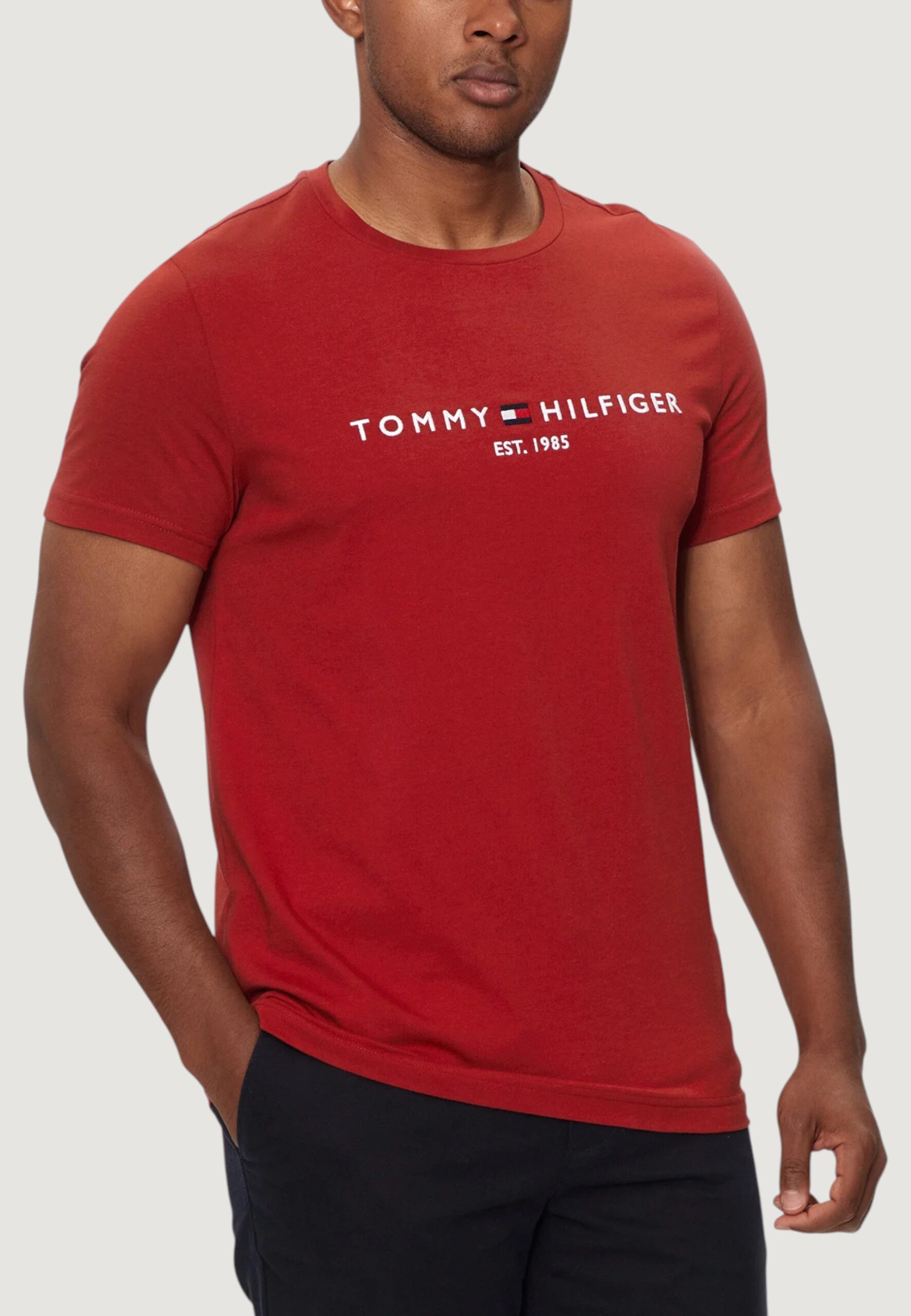 T-shirt Tommy Hilfiger Jeans tommy logo tee Rosso - Foto 1