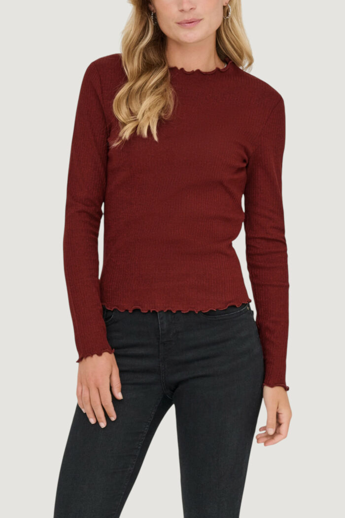 T-shirt manica lunga Only onlemma life ls glitter top jrs noos Mattone