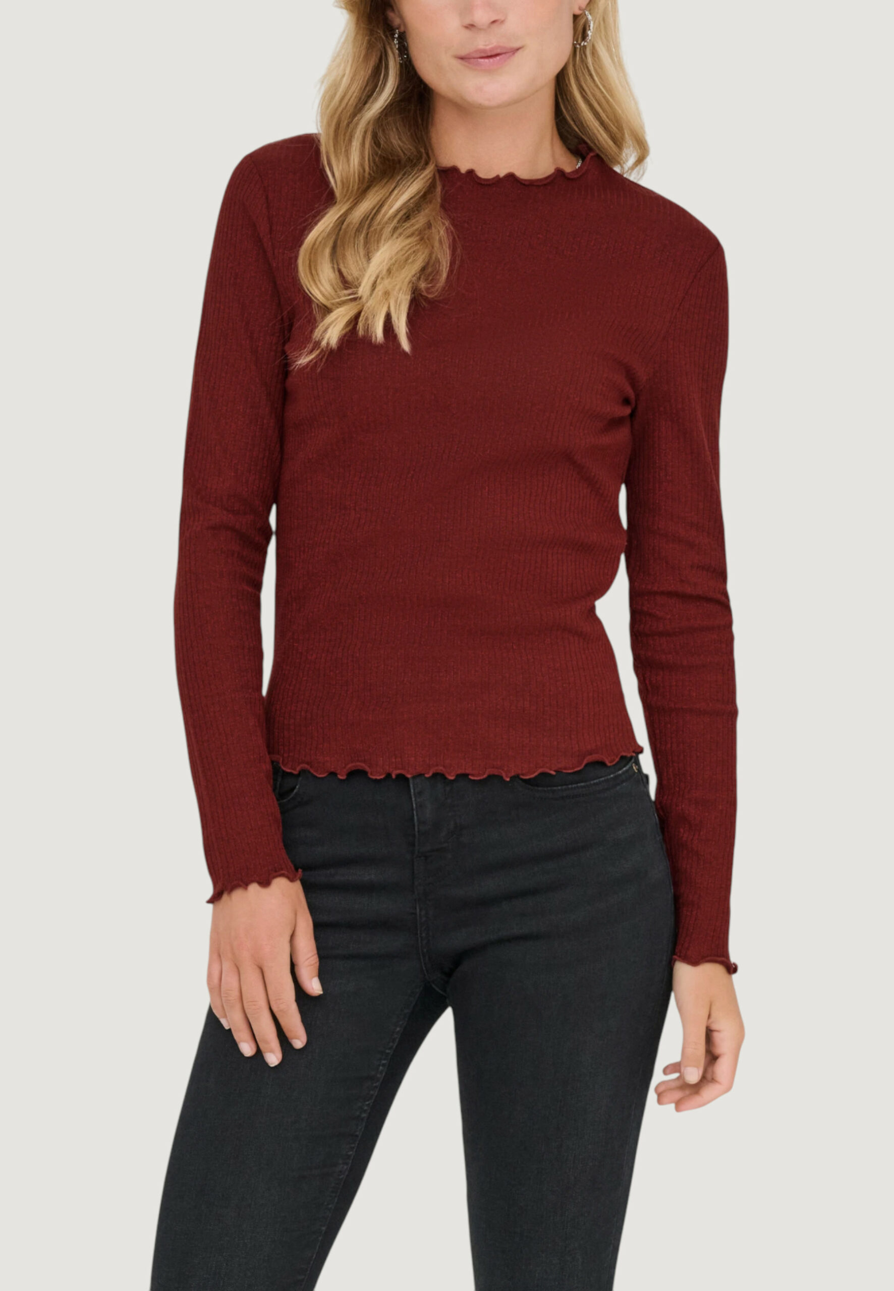 T-shirt manica lunga Only onlemma life ls glitter top jrs noos Mattone - Foto 1