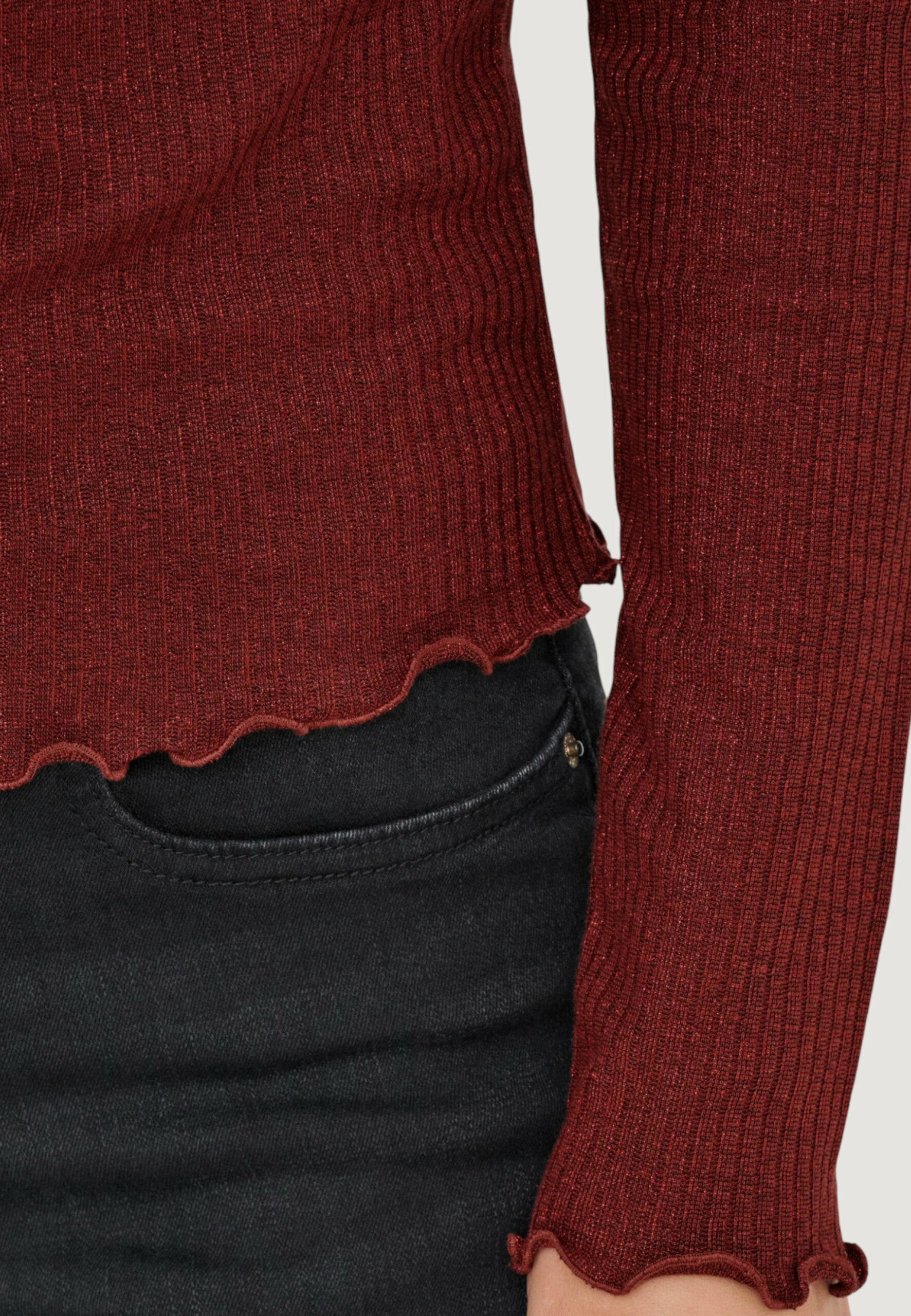 T-shirt manica lunga Only onlemma life ls glitter top jrs noos Mattone - Foto 4